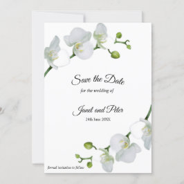 Elegant witte orchideeën sla de datum op save the date