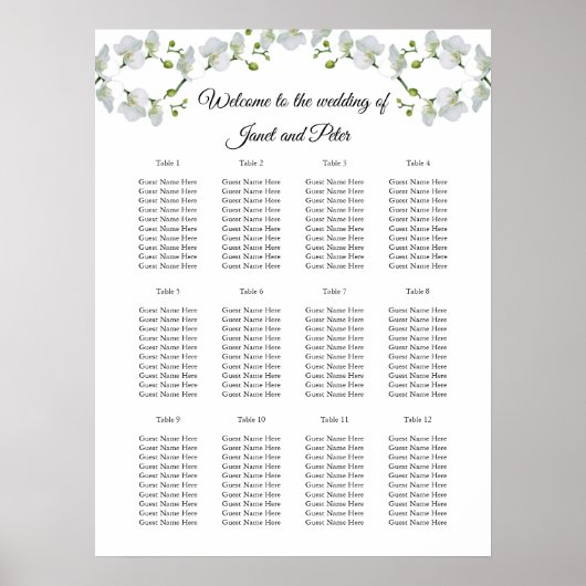 Elegant witte orchideeën Zitkaarten Poster (Voorkant)