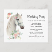 Elegant Witte Paard Boho Bloemige Verjaardagsuitno Briefkaart (Voorkant)