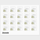 Elegant witte roos en zilver dank u vierkante sticker (Vel)