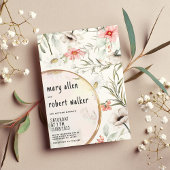 Elegant witte roze bloemgroene zomerbruiloft kaart