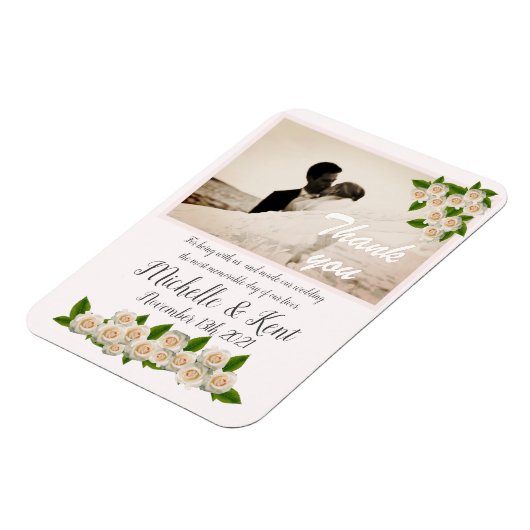 Elegant witte rozen Dank u Flexible Magnet Magneet (Linkerzijde)