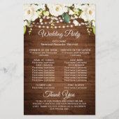 Elegant Witte Rozen Kant Bruiloft Ceremonie Progra (Achterkant)