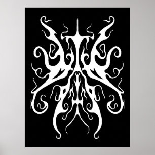 Elegant Witte Stam Masker Abstract Design Poster