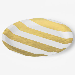 Elegant witte strips Gold Foil bedrukt Papieren Bordje