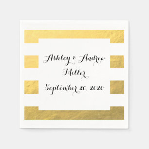 Elegant witte strips Gold Foil bedrukt Servet