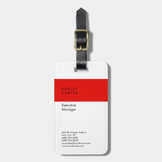 Elegant witte vlakke minimalistische moderne bagagelabel (Voorkant verticaal)