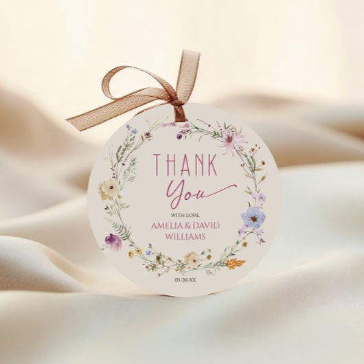 Elegant witte wilde bloem Baby shower Dank u Bedankjes Labels