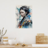 Elegant Woman in Vibrant Attire Poster (Cuisine)