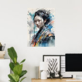 Elegant Woman in Vibrant Attire Poster (Bureau à domicile)