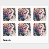 Elegant Woman Vierkante Sticker (Vel)