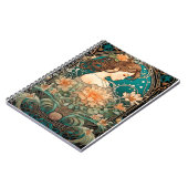 Elegant Woman with Flowing Hair and Soft Flowers Notitieboek (Linkerzijde)