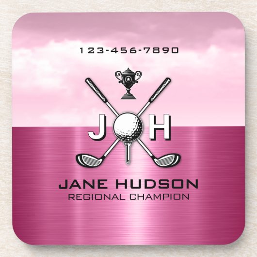 Elegant Women Custom Golf Monogram Design Bier Onderzetter (Voorkant)
