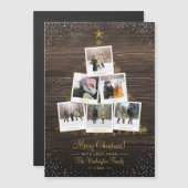 Elegant Wood & Gold Kerstmis Multi Photo Collage (Voorkant / Achterkant)