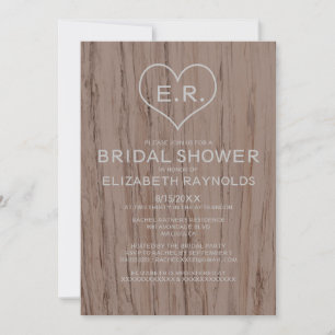 Elegant Wood Grain Bridal Shower Invitations Kaart