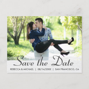 Elegant Wood Grain Custom Photo Save the Date Briefkaart