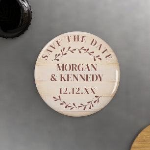 Elegant Wood Look Bruiloft Save the Date Magnet Magneet