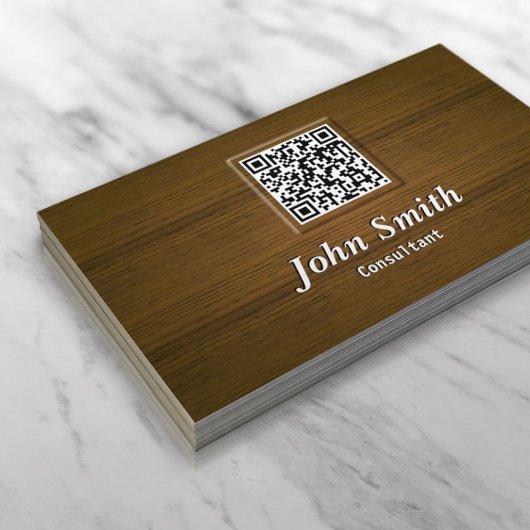 Elegant Wood QR Code Consultant Visitekaartje