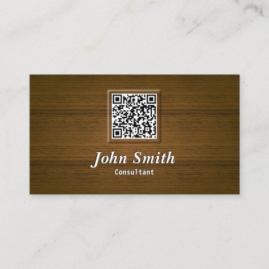 Elegant Wood QR Code Consultant Visitekaartje (Voorkant)