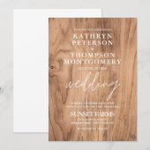 Elegant Wood Rustic Wedding Invitation Kaart (Voorkant / Achterkant)
