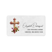 Elegant Wooden Cross met roze bloemen