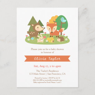 Elegant Woodland Animal Baby shower Kaart
