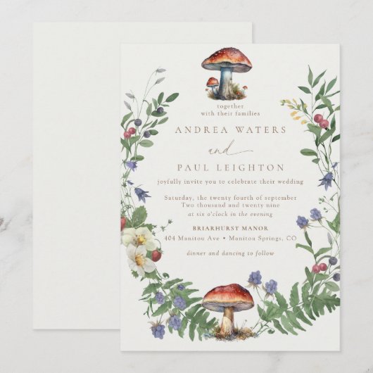 Elegant Woodland | Bosbruiloft Kaart (Voorkant / Achterkant)