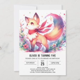 Elegant Woodland Fox Verjaardag Kaart