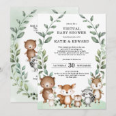 Elegant Woodland Green Virtual Baby shower Kaart (Voorkant / Achterkant)