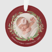 Elegant Wreater First kerstfoto Red Ornament (voorkant)