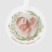Elegant Wreater First Kerstfoto White Ornament (voorkant)