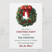 Elegant Wreath Christmas Party Invitation (Devant)