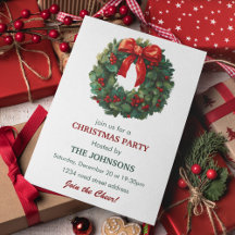 Elegant Wreath Christmas Party Invitation