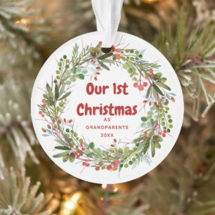 Elegant Wreath First Kerstmis Ornament