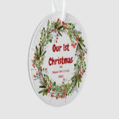 Elegant Wreath First Kerstmis Ornament (voorkant)