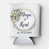 Elegant Wreath Floral Glitter Wedding Blikjeskoeler (Voorkant)