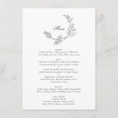 Elegant Wreath Floral Monogram Minimal Wedding Menu (Voorkant)