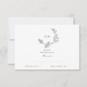 Elegant Wreath Florals | Tweevoudig Monogram huwel RSVP Kaartje (Voorkant)