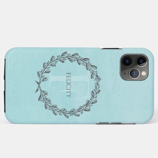 Elegant Wreath Monogram | BLAUWGROEN Case-Mate iPhone Case (Achterkant (horizontaal))