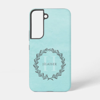 Elegant Wreath Monogram | BLAUWGROEN HOESJE SAMSUN Samsung Galaxy Hoesje