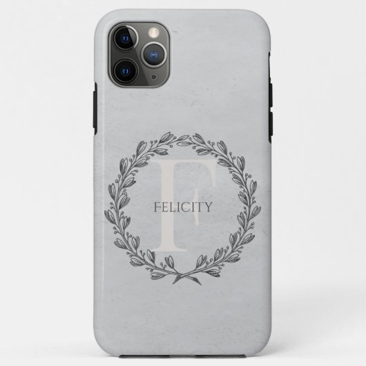 Elegant Wreath Monogram | Grijs Case-Mate iPhone Case (Achterkant)