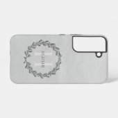 Elegant Wreath Monogram | Grijs Samsung Galaxy Hoesje (Achterkant horizontaal)