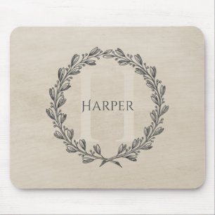 Elegant Wreath Monogram Muismat beige