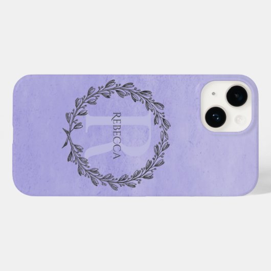 Elegant Wreath Monogram | PAARS Case-Mate iPhone Case (Achterkant (horizontaal))