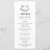 Elegant Wreath Monogram Wedding  Menu (Voorkant)