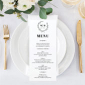 Elegant Wreath Monogram Wedding Menu
