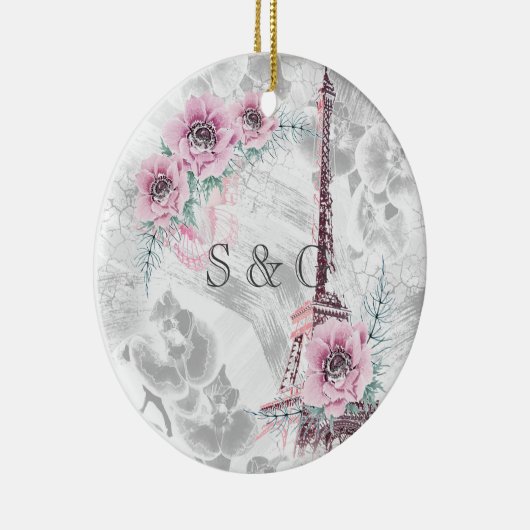 Elegant Wreath of roze bloemen. Keramisch Ornament (Rechts)