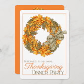 Élégant Wreath Thanksgiving Dîner Invitation de fê (Devant / Derrière)