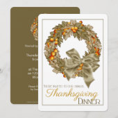 Élégant Wreath Thanksgiving Dîner Invitation de la (Devant / Derrière)