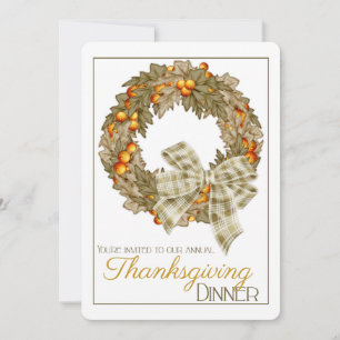 Elegant Wreath Thanksgiving Dinner Party nodigt 12 Kaart